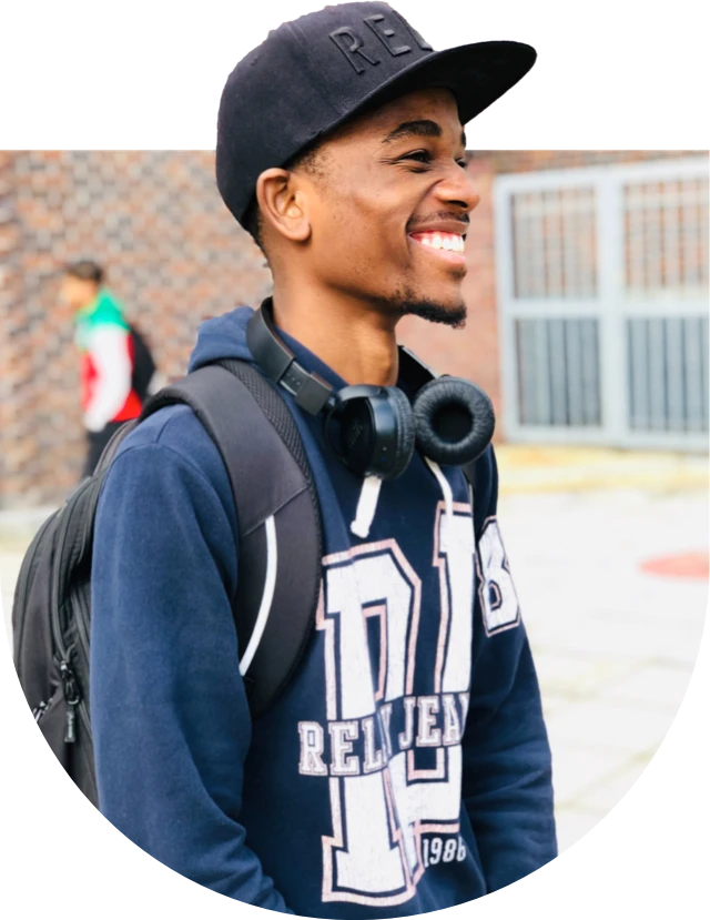 happy young male in university college